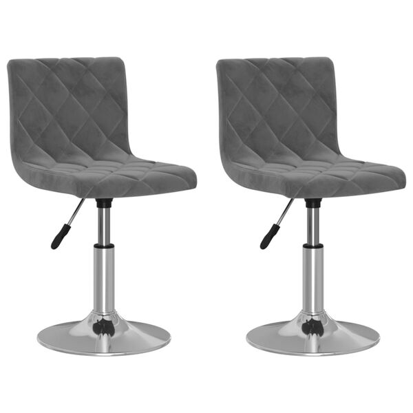 vidaXL Chaises pivotantes &agrave; manger lot de 2 gris fonc&eacute; velours