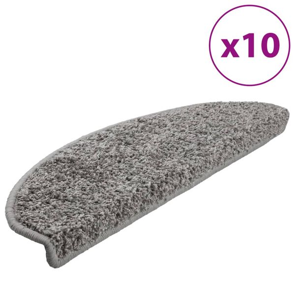 vidaXL Tapis d'escalier 10 pièces 65 x 21 x 4 cm Gris Demi-rond Grand