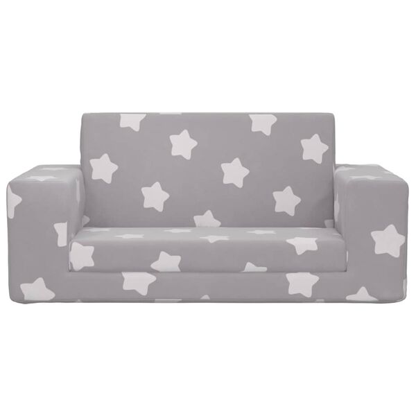 vidaXL Canapé-lit enfant 2 places gris clair étoiles peluche douce