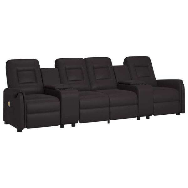 vidaXL Fauteuil de massage inclinable et porte-gobelets 4 places noir