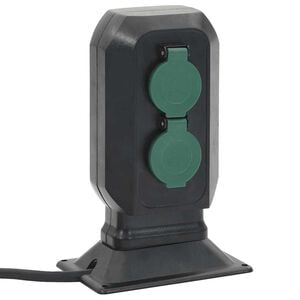 vidaXL Prise d'ext&eacute;rieur avec piquet &agrave; 2 voies noir vert 15,5x11x24 cm