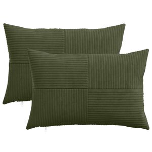 vidaXL Housse de coussin 2 pcs ALMELO Vert 30 x 50 cm velours c&ocirc;tel&eacute;