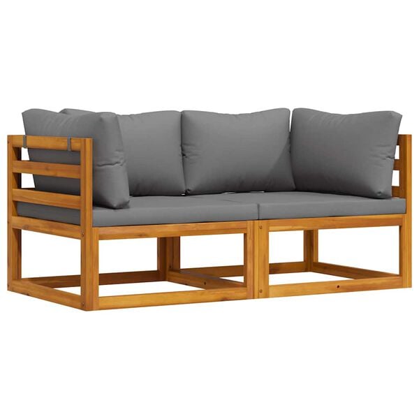 vidaXL Canapés d'angle sectionnels 2 pcs avec coussins Gris foncé