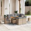 vidaXL Salon de jardin avec coussins 9 pcs beige r&eacute;sine tress&eacute;e