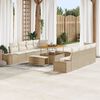vidaXL Ensemble de canap&eacute; de jardin 11 pcs Beige Poly rotin