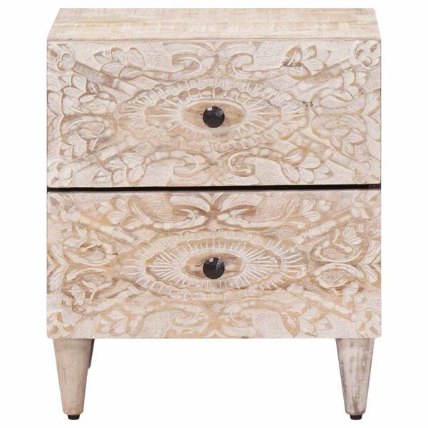 vidaXL Cabinet de chevet Blanc 40 x 33,5 x 46 cm Bois de mangue massif