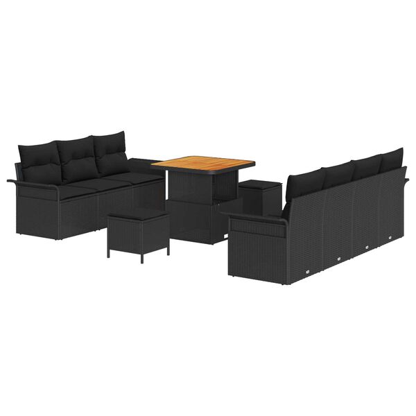 vidaXL Ensemble de canap&eacute; de jardin avec coussin 10 pcs Noir