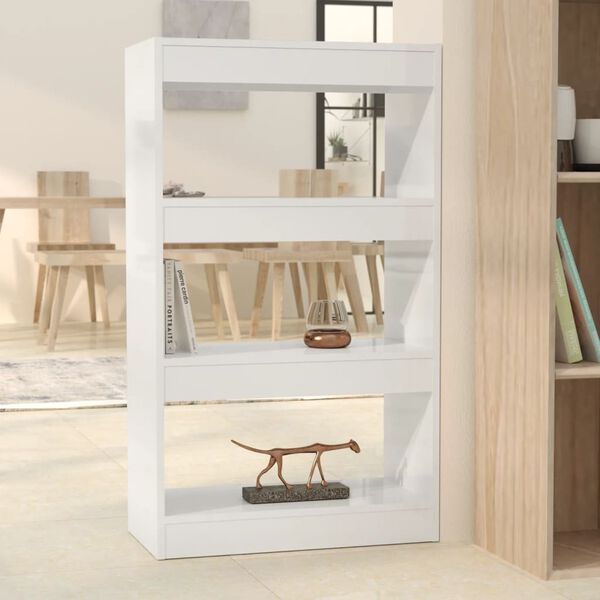 vidaXL Bibliothèque/séparateur de pièce blanc brillant bois ingénierie