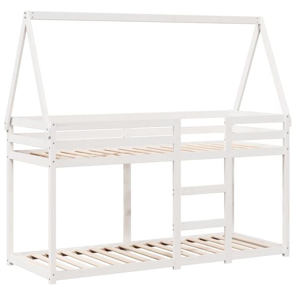 vidaXL Lit superpos&eacute; sans matelas blanc 80x200 cm bois de pin massif