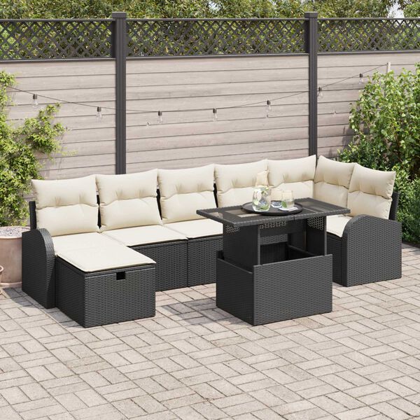 vidaXL Ensemble de canap&eacute; de jardin avec coussin 8 pcs Noir Poly rotin