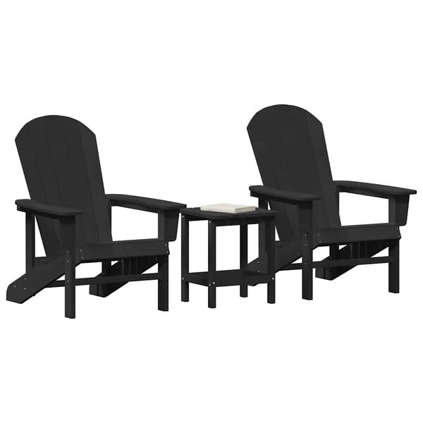 vidaXL Chaise de jardin 3 pcs Noir Poly&eacute;thyl&egrave;ne