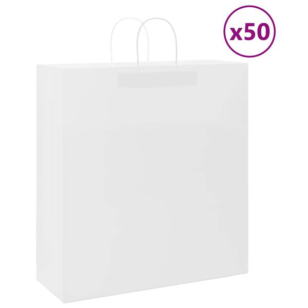 vidaXL Sacs en papier 50 pcs avec poign&eacute;es blanc 45x17x48 cm