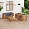 vidaXL Salon de jardin 5 pcs avec coussin gris fonc&eacute; bois de teck