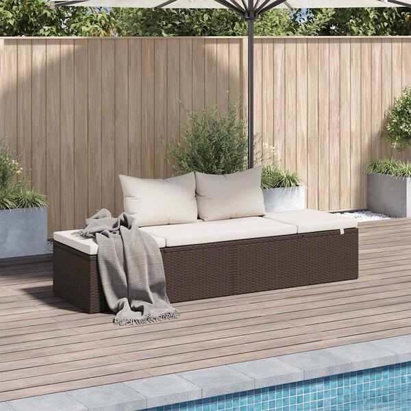 vidaXL Lit de jardin Marron 195x60 cm Résine tressée