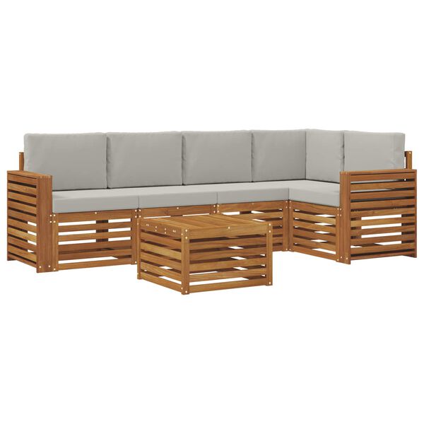 vidaXL Ensembles de canap&eacute;s avec coussin 6 pcs Gris Naturel et Clair