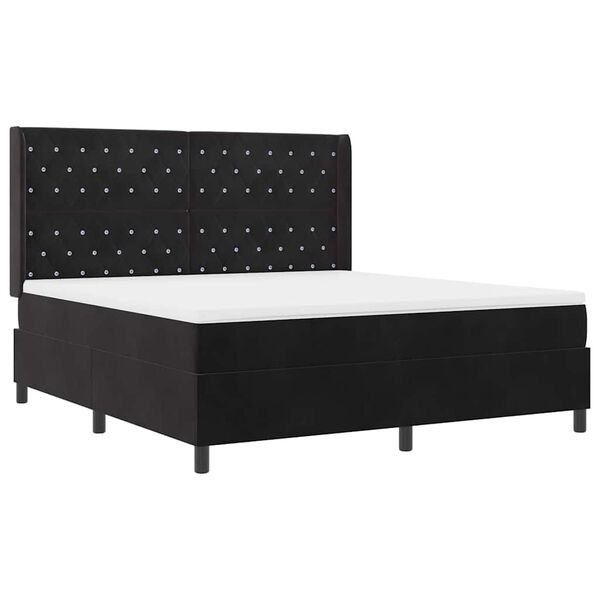 vidaXL Lit &agrave; Ressorts avec Matelas LED Noir 180 x 200 cm Velours