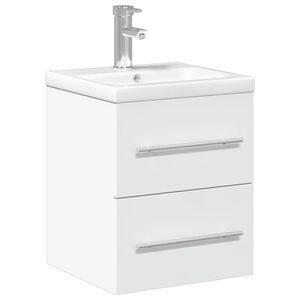 vidaXL Armoire lavabo de salle de bain avec bassin int&eacute;gr&eacute; blanc