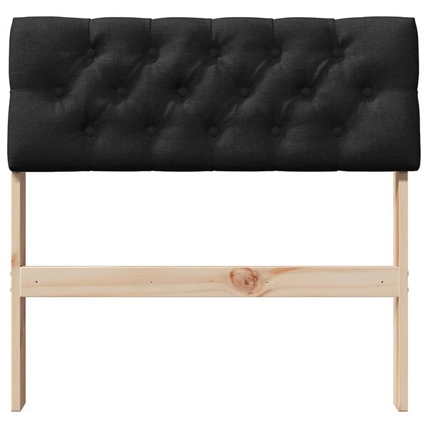 vidaXL T&ecirc;te de lit capitonn&eacute;e Noir 75 cm Pin massif