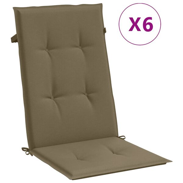 vidaXL Coussins de chaise à dossier haut lot de 6 taupe mélangé tissu