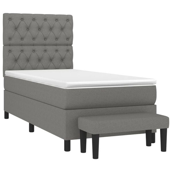 vidaXL Sommier &agrave; lattes de lit avec matelas Gris fonc&eacute; 80x200 cm Tissu