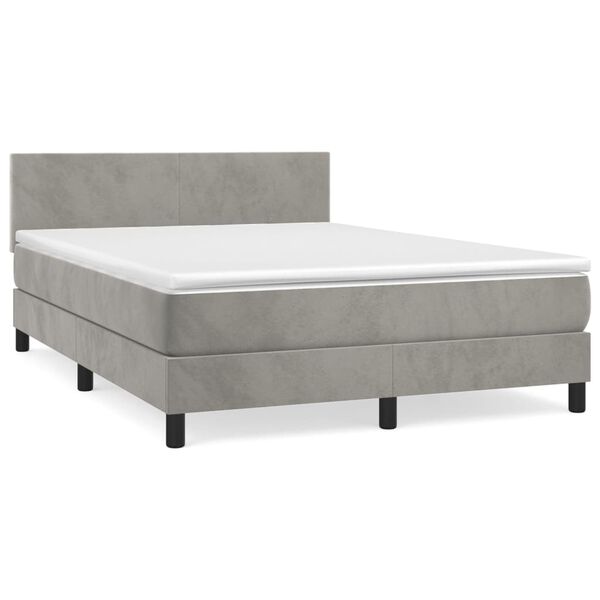 vidaXL Sommier &agrave; lattes de lit et matelas Gris clair 140x200cm Velours