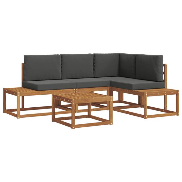 vidaXL Ensemble de canap&eacute;s d'ext&eacute;rieur 5 Pi&egrave;ce Naturel et Anthracite