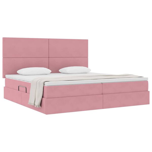 vidaXL Lit avec rangement et matelas Rose 200 x 200 cm Velours