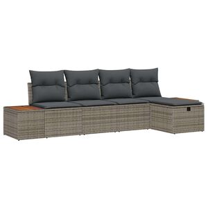 vidaXL Ensemble de canap&eacute; de jardin 5 pcs Gris Poly rotin