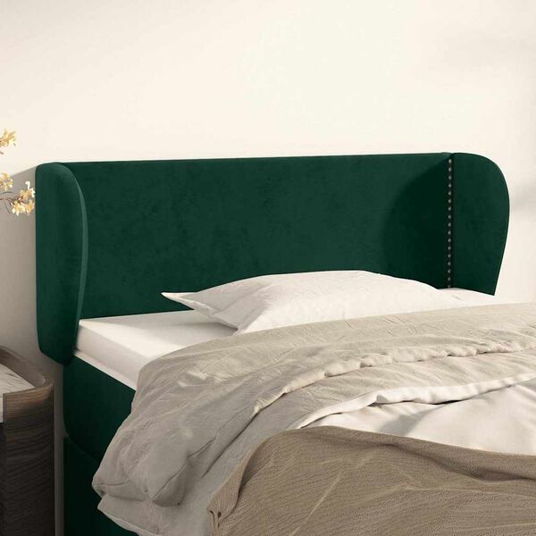 vidaXL Tête de lit avec oreilles Vert foncé 93x23x78/88 cm Velours