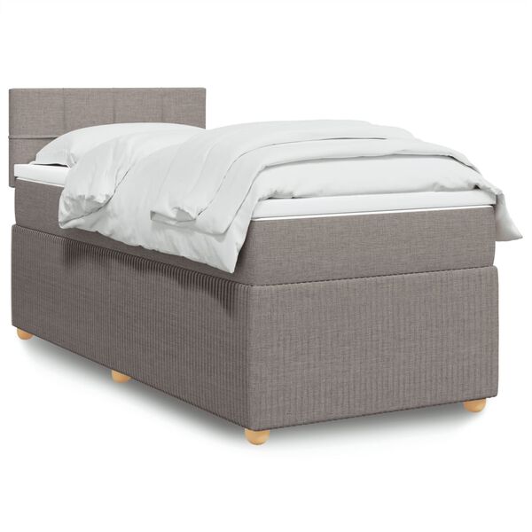 vidaXL Sommier &agrave; lattes de lit avec matelas Taupe 80x200 cm Tissu