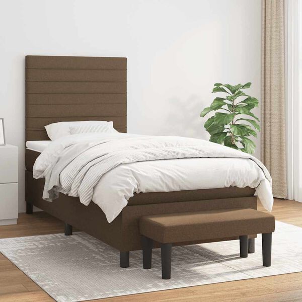 vidaXL Sommier &agrave; lattes de lit avec matelas Marron fonc&eacute; 90x200 cm