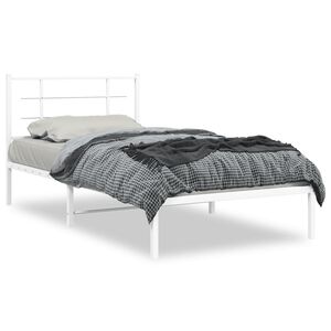 vidaXL Cadre de lit m&eacute;tal sans matelas et t&ecirc;te de lit blanc 100x200 cm
