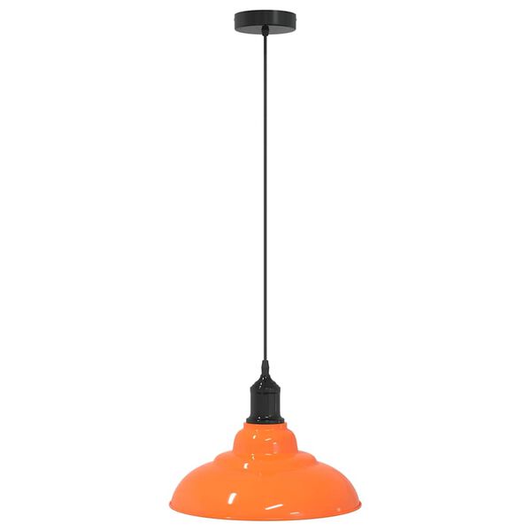 vidaXL Lampe suspendue réglable hauteur E27 orange brillant métal