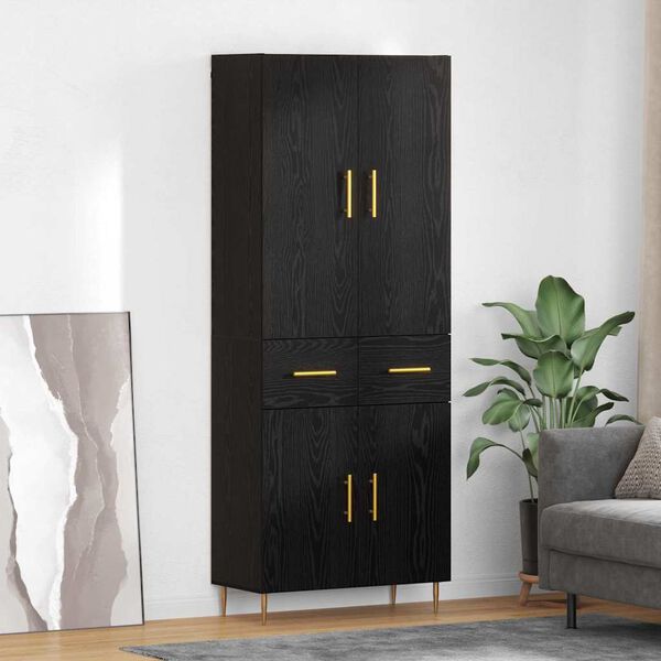 vidaXL Haut Armoire Ch&ecirc;ne noir 69,5 x 34 x 180 cm Bois d'ing&eacute;nierie