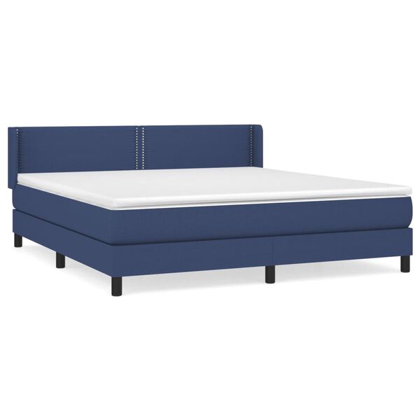 vidaXL Sommier &agrave; lattes de lit avec matelas Bleu 160x200 cm Tissu