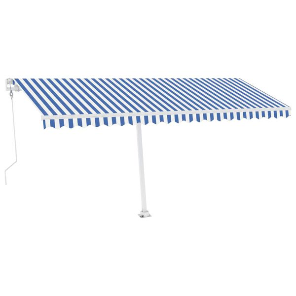 vidaXL Auvent automatique capteur de vent LED 500x350 cm Bleu et blanc