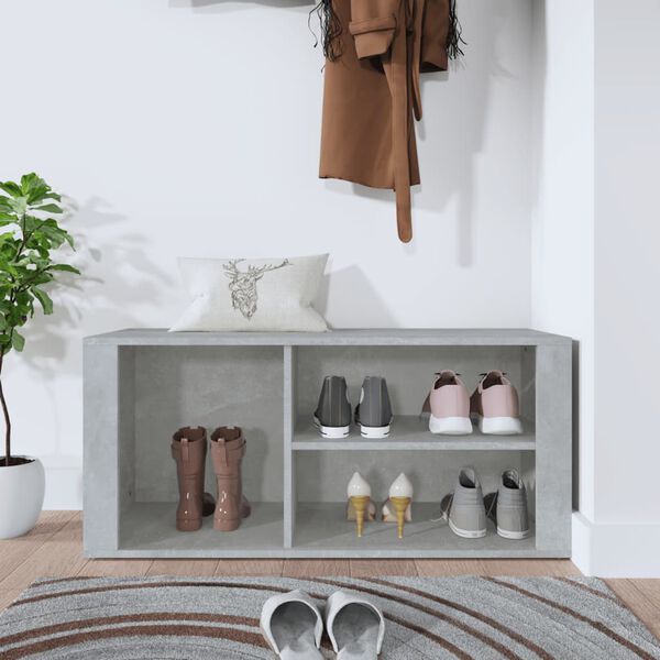vidaXL Armoire à chaussures Gris béton 100x35x45 cm Bois d'ingénierie