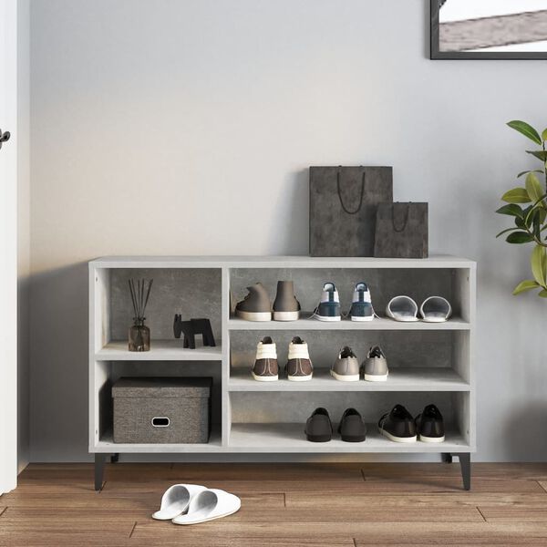 vidaXL Armoire &agrave; chaussures Gris b&eacute;ton 102x36x60 cm Bois d'ing&eacute;nierie