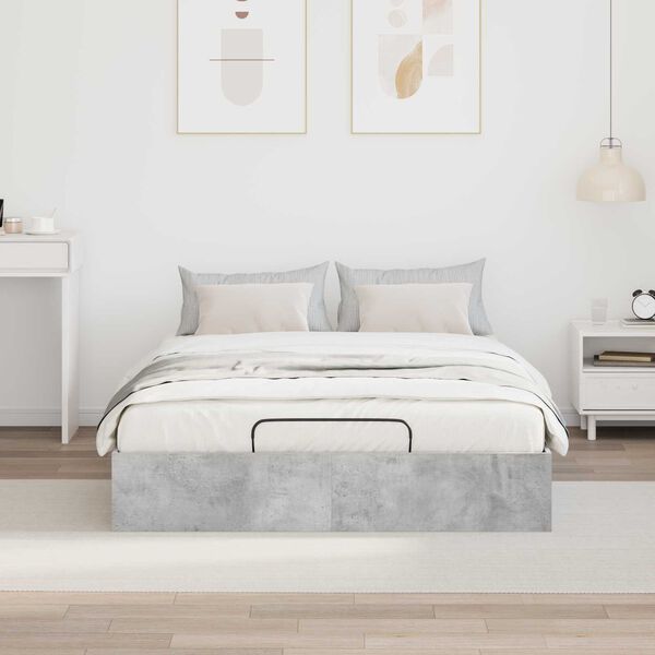 vidaXL Cadre de lit ottoman Gris b&eacute;ton 120 x 190 cm Bois d'ing&eacute;nierie