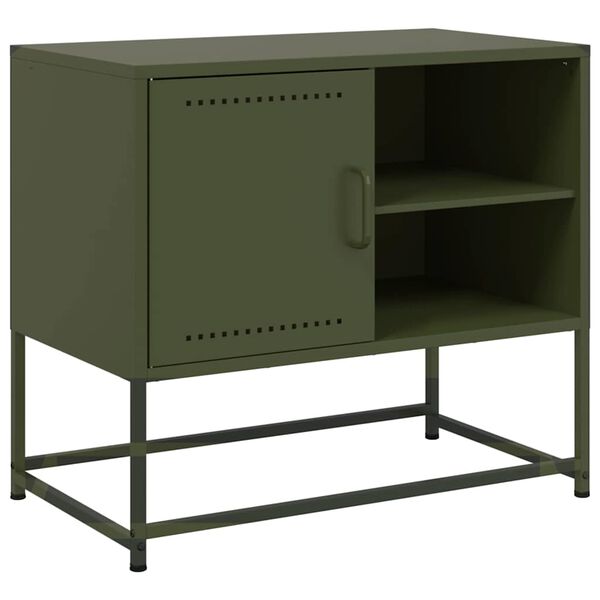 vidaXL Meuble TV vert olive 68x39x60,5 cm acier