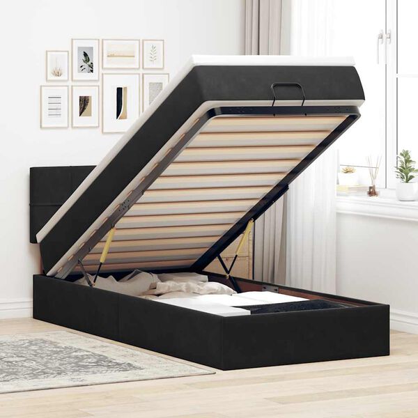 vidaXL Lit ottoman avec matelas et LED noir 80x200cm velours