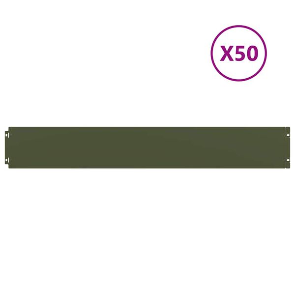 vidaXL Bordures pelouse 50pcs vert olive 15x103cm acier lamin&eacute; &agrave; froid