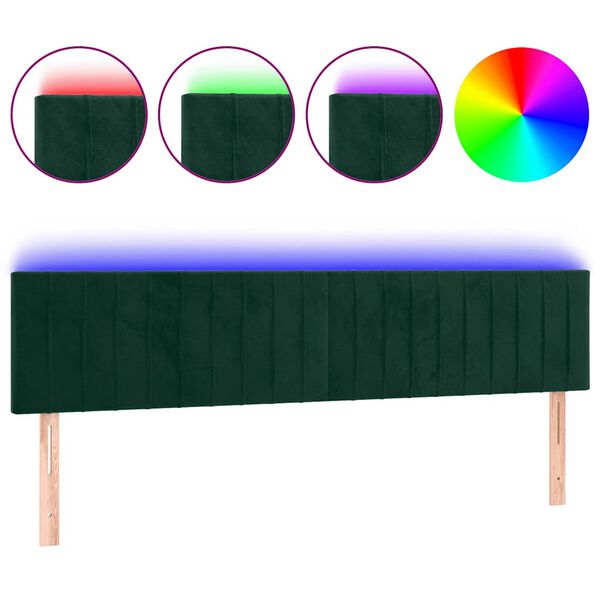 vidaXL T&ecirc;te de lit &agrave; LED Vert fonc&eacute; 180x5x78/88 cm Velours