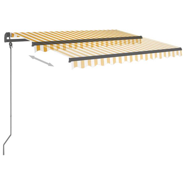 vidaXL Auvent r&eacute;tractable manuel et poteaux 3,5x2,5 m Jaune et blanc