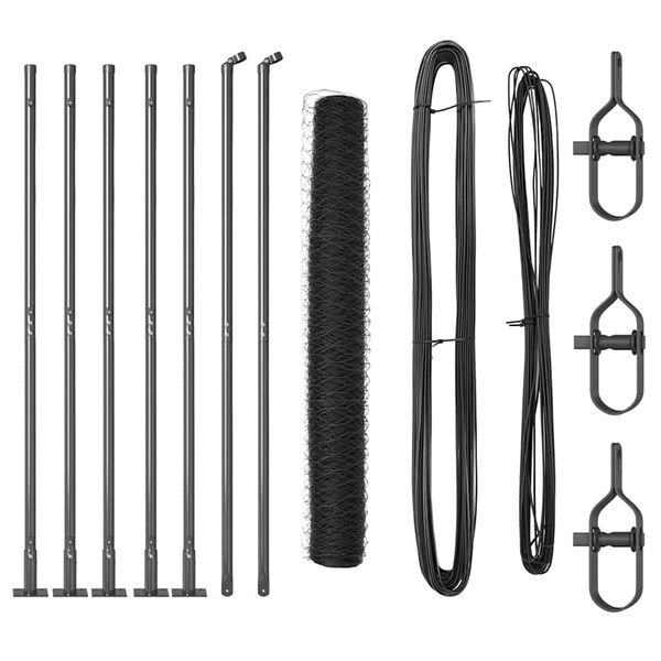 vidaXL Poteau de cl&ocirc;ture. Gris 10 x 1,2 m (maillage de 36 mm)