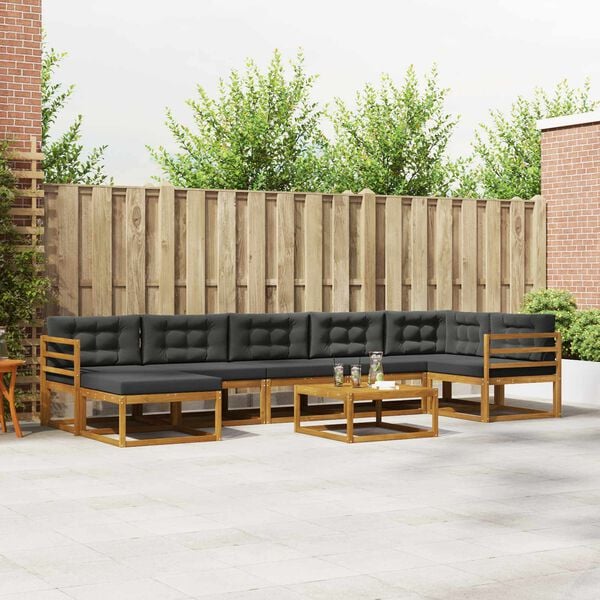 vidaXL Ensemble de canap&eacute;s d'ext&eacute;rieur 8 pcs Naturel et Anthracite