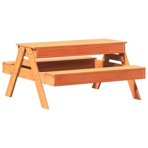 vidaXL Table de pique-nique avec bac &agrave; sable pour enfants marron cire