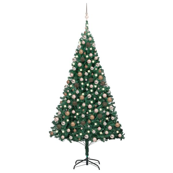 vidaXL Arbre de Noël artificiel pré-éclairé et boules vert 210 cm PVC