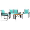 vidaXL Ensemble de meubles d'ext&eacute;rieur 4 pc Noir et turquoise