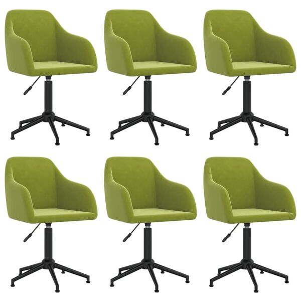 vidaXL Chaises pivotantes à manger lot de 6 vert clair velours